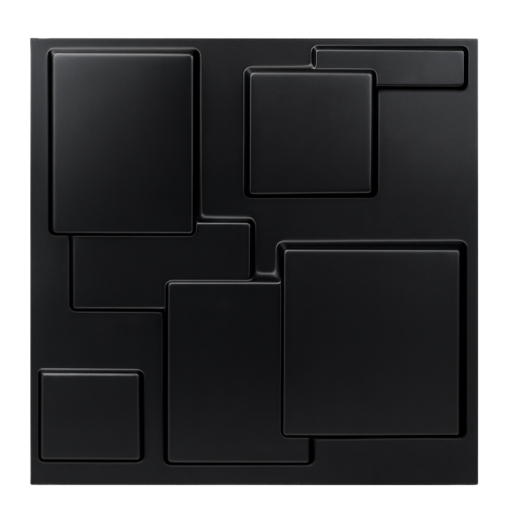 Panneau mural 3D décoratif noir avec motif géométrique design