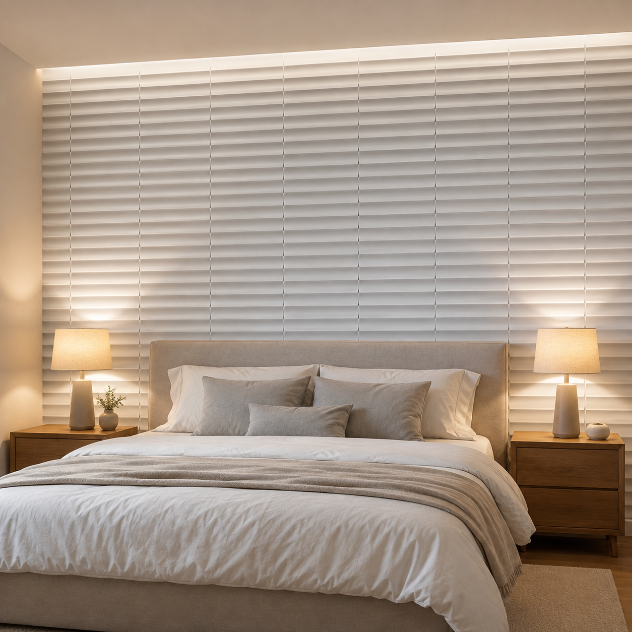 Panneau décoratif mural 3D ondulé blanc mat