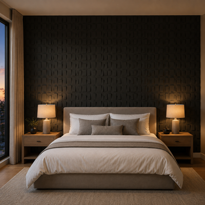 Panneau mural géométrique 3D noir avec relief rectangulaire
