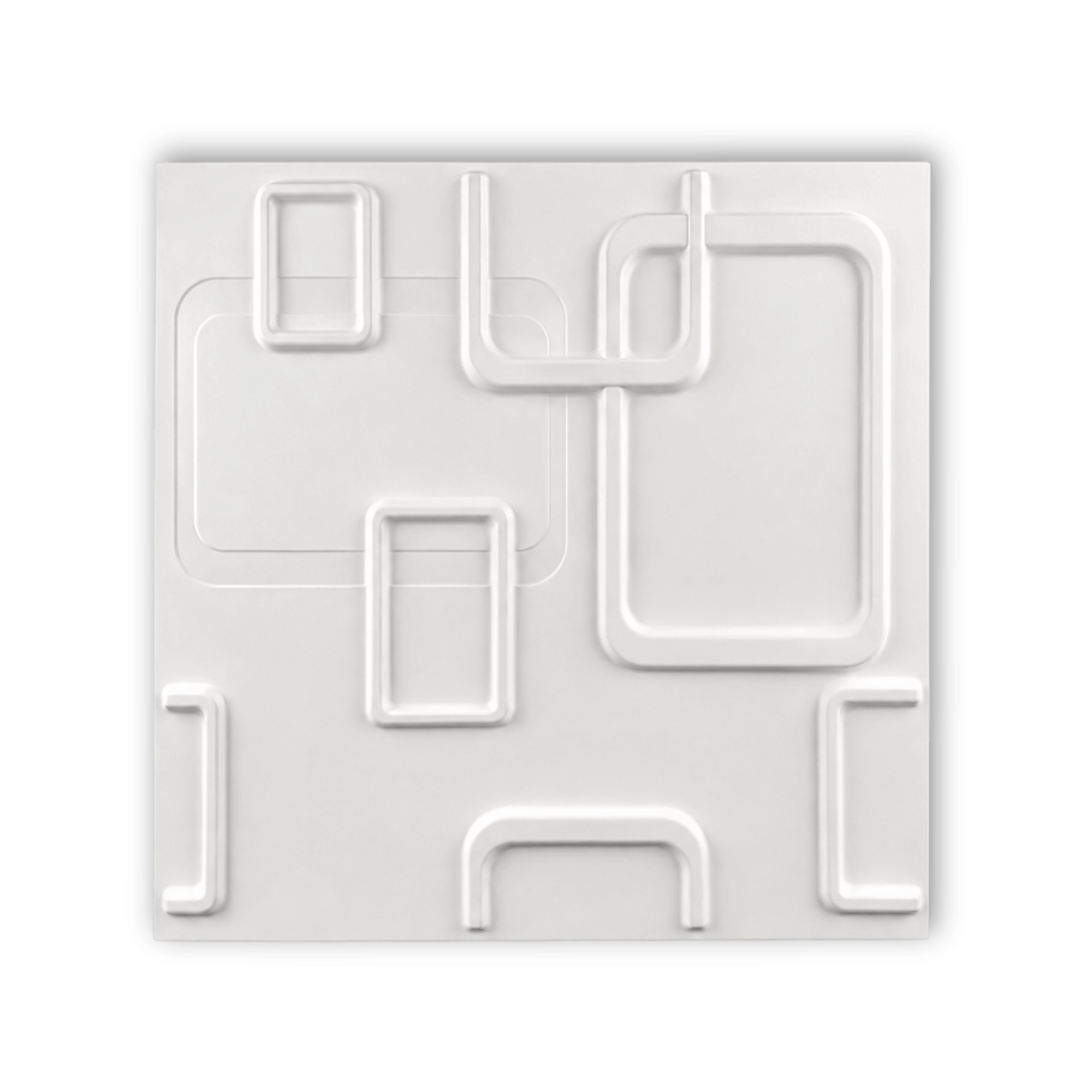 Panneau mural décoratif 3D blanc à motif rectangles arrondis