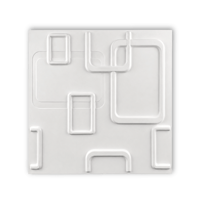 Panneau mural décoratif 3D blanc à motif rectangles arrondis