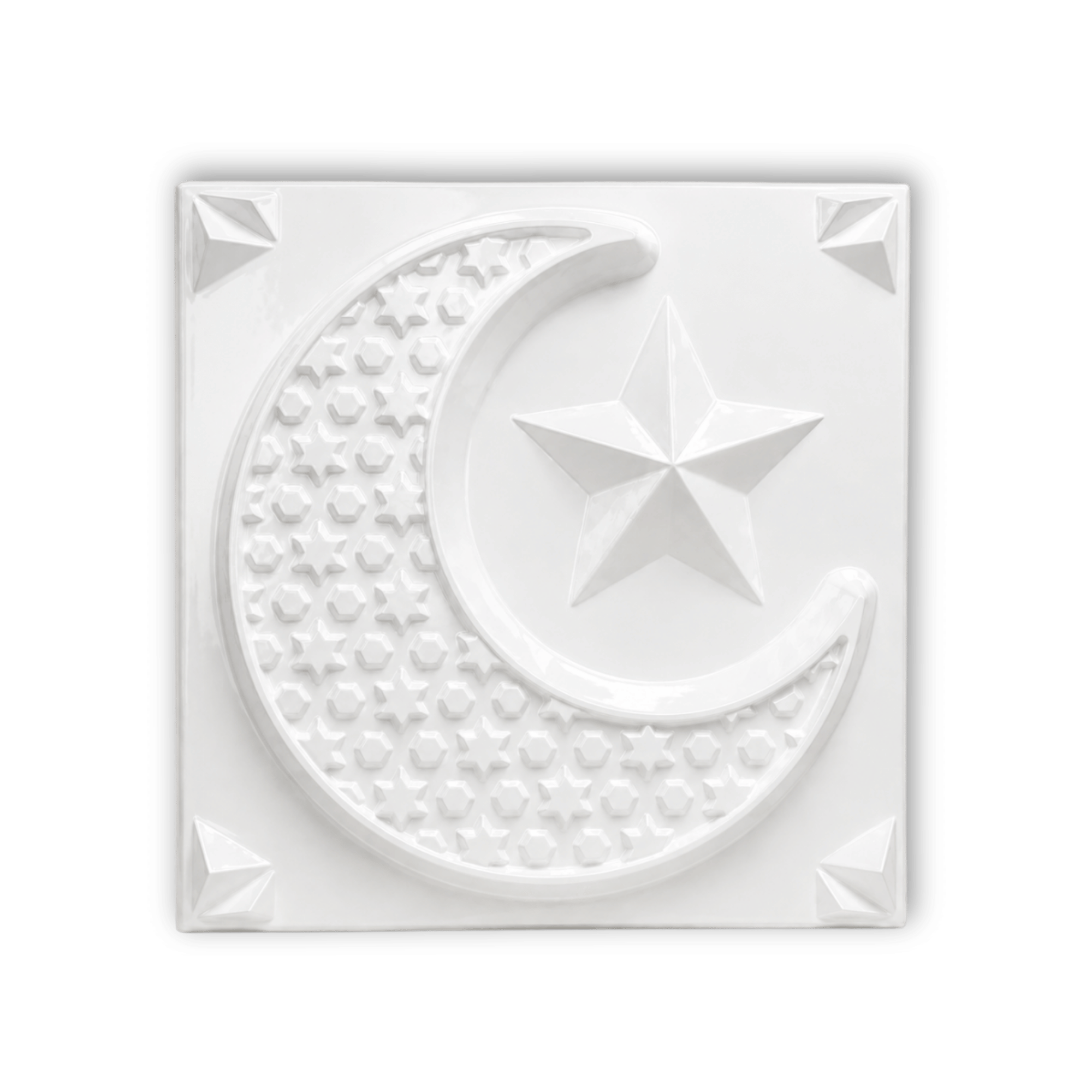 Plaque murale en PVC avec motif lune et étoile en relief 3D