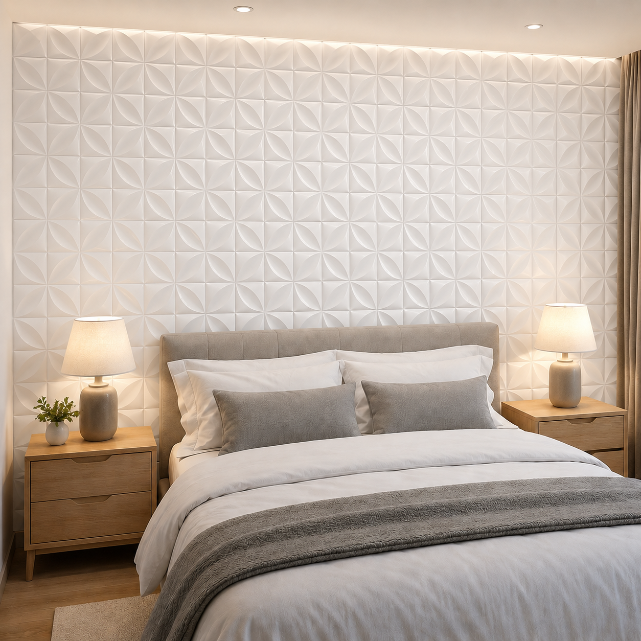 Panneau décoratif mural 3D blanc au motif pétale en relief