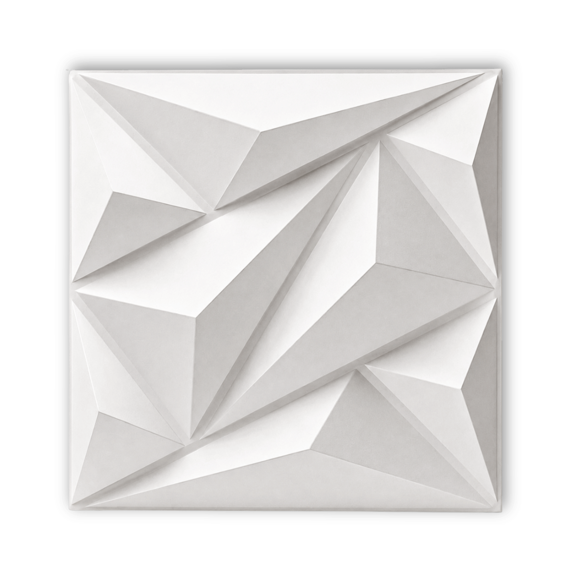 Panneau mural 3D blanc mat avec motif géométrique facetté