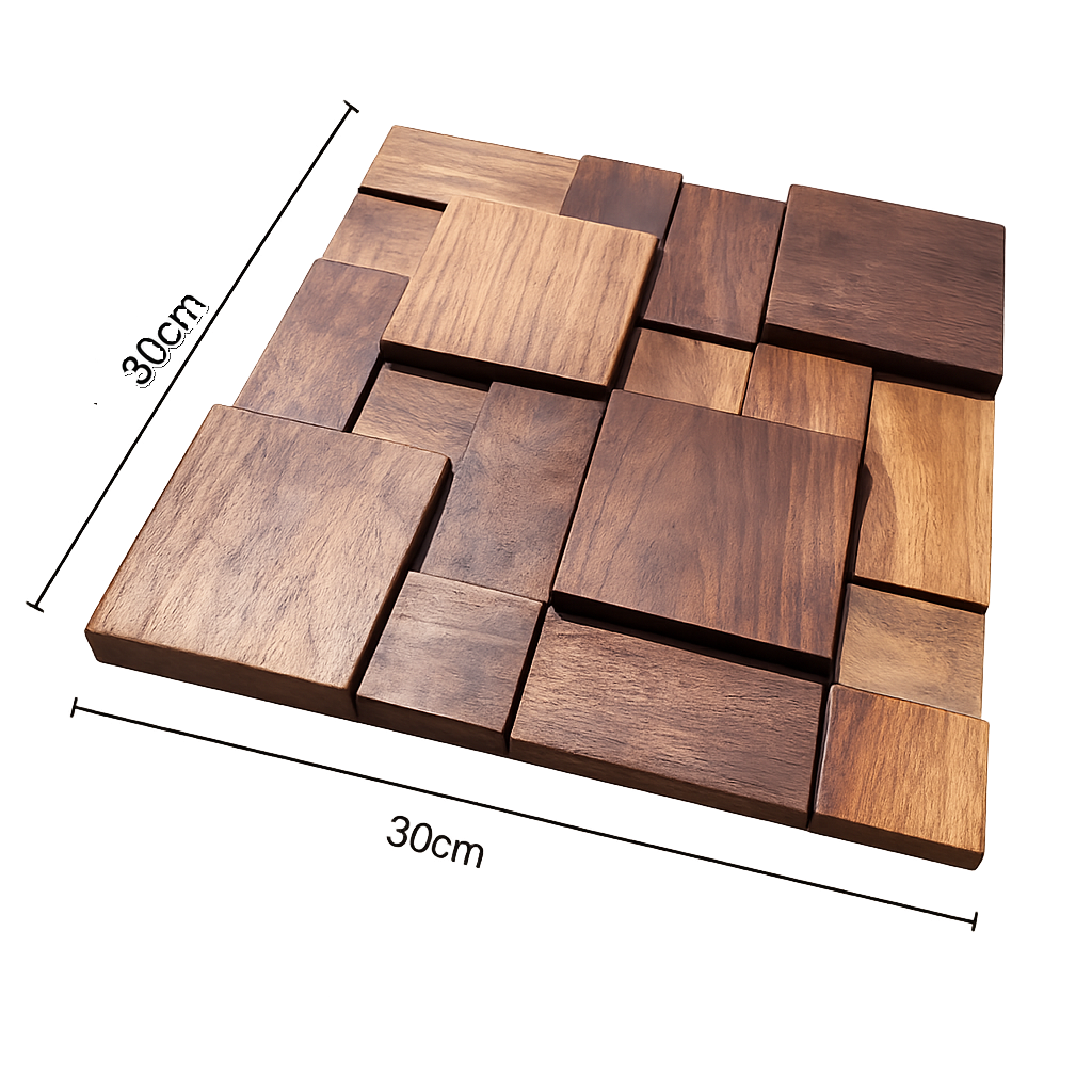 Panneau Mural en bois massif de noyer noir ou clair