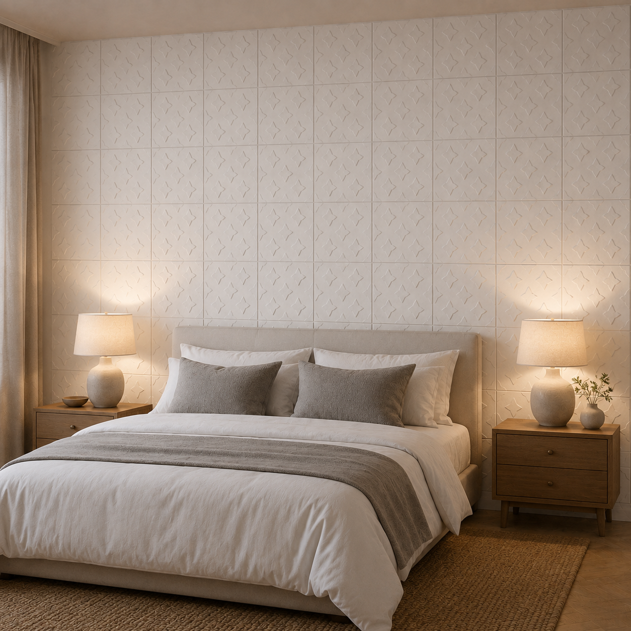 Panneau mural décoratif 3D avec motif fleur géométrique