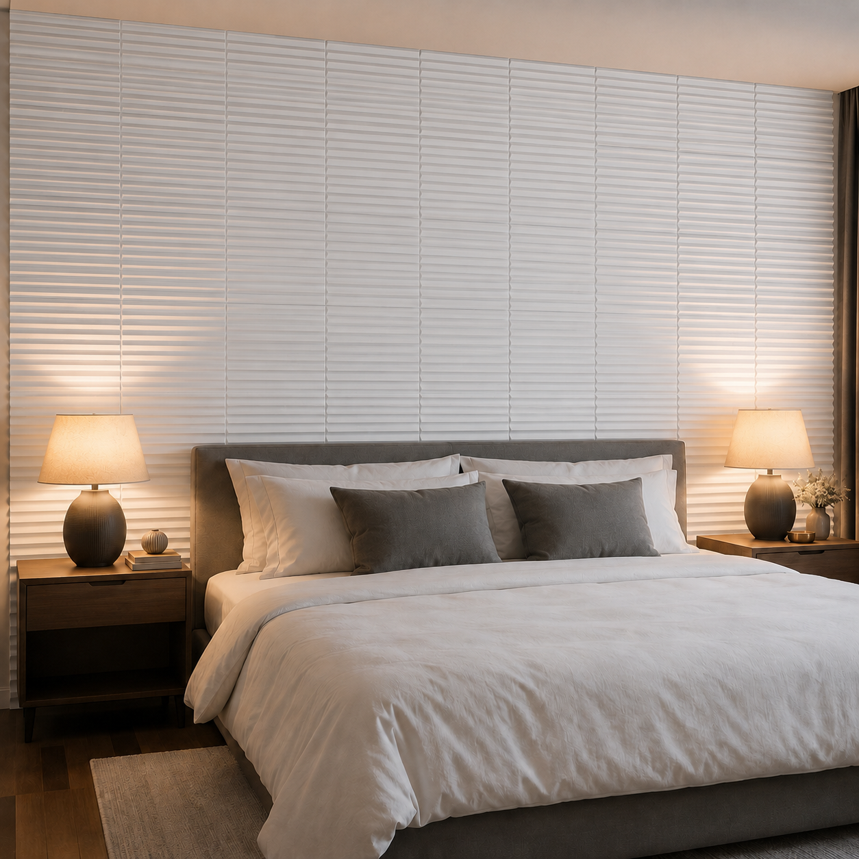Panneau décoratif mural 3D ondulé blanc mat
