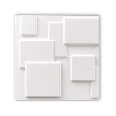 Panneau mural 3D Blanc en PVC à motif rectangulaire superposé