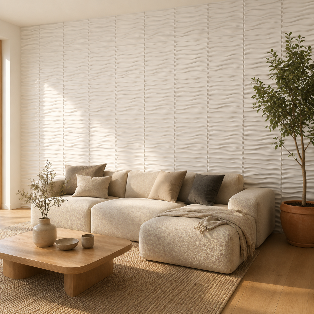 Panneau décoratif mural 3D ondulé en PVC design