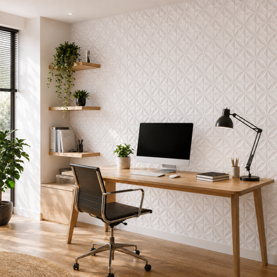 Panneau décoratif mural 3D blanc au motif pétale en relief